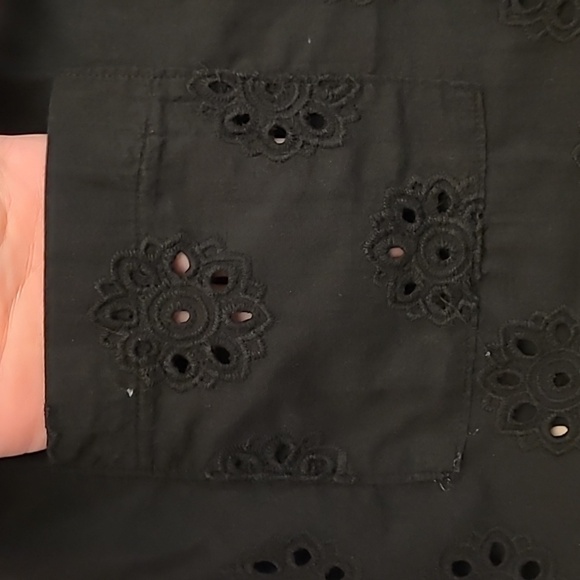 EUC Patrick Robinson for Target Cotton Black Eyelet Detail Blouse with Pockets - Picture 4 of 15